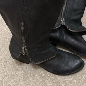 Steven By Steve Madden Black Leather Zipper Boots